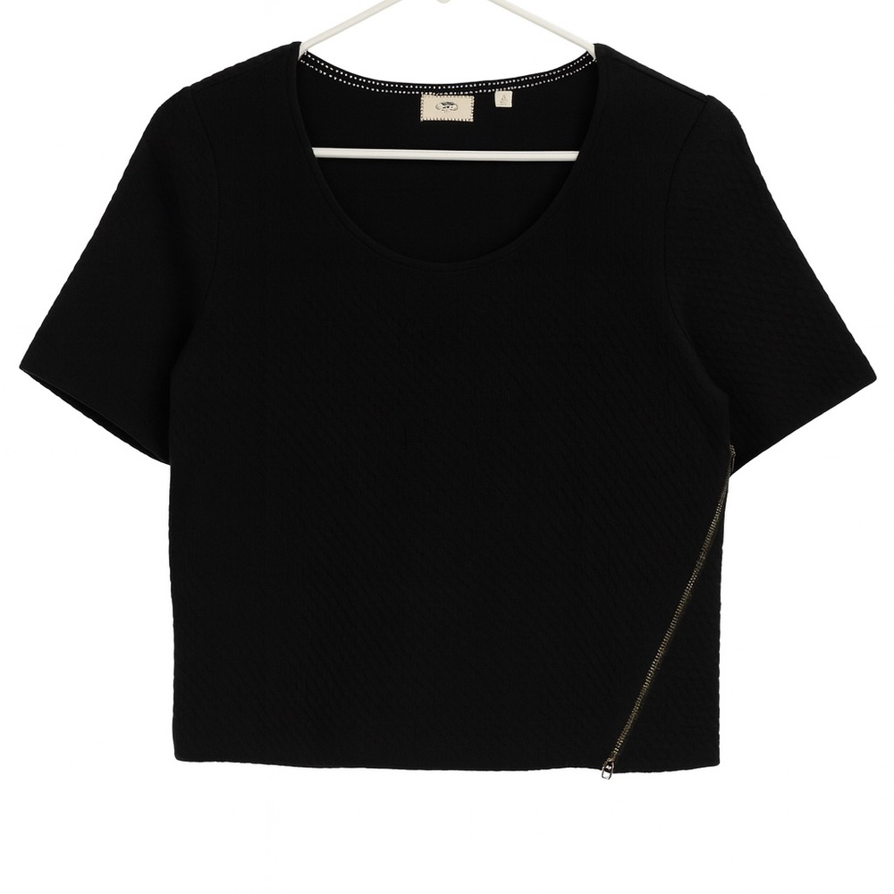 Anthropologie Boxy Textured Top with Asymmetrical Zipper detail Small